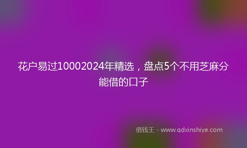 花户易过10002024年精选，盘点5个不用芝麻分能借的口子