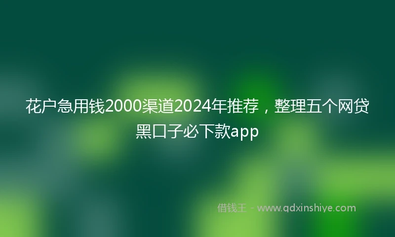花户急用钱2000渠道2024年推荐，整理五个网贷黑口子必下款app