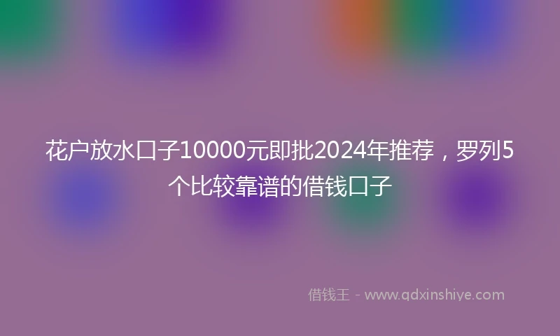 花户放水口子10000元即批2024年推荐，罗列5个比较靠谱的借钱口子