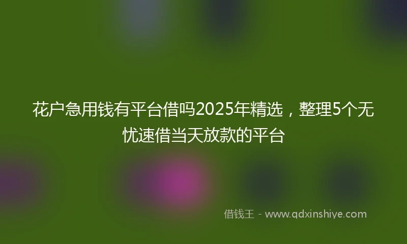 花户急用钱有平台借吗2025年精选，整理5个无忧速借当天放款的平台