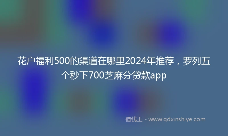 花户福利500的渠道在哪里2024年推荐，罗列五个秒下700芝麻分贷款app