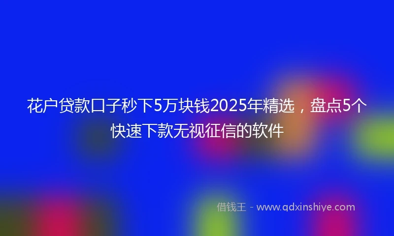 花户贷款口子秒下5万块钱2025年精选，盘点5个快速下款无视征信的软件