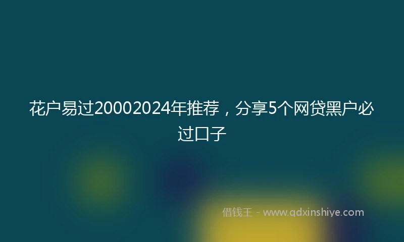 花户易过20002024年推荐，分享5个网贷黑户必过口子