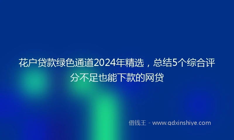 花户贷款绿色通道2024年精选，总结5个综合评分不足也能下款的网贷