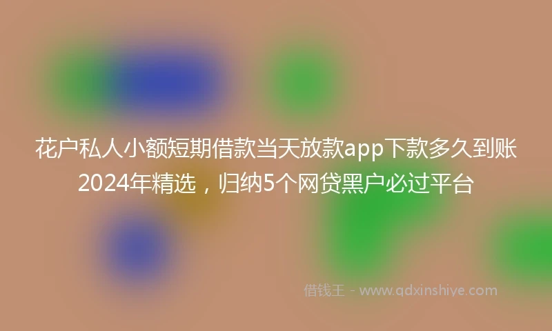 花户私人小额短期借款当天放款app下款多久到账2024年精选，归纳5个网贷黑户必过平台