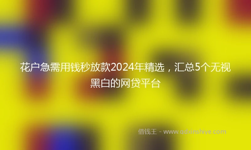 花户急需用钱秒放款2024年精选，汇总5个无视黑白的网贷平台