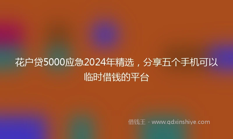花户贷5000应急2024年精选，分享五个手机可以临时借钱的平台