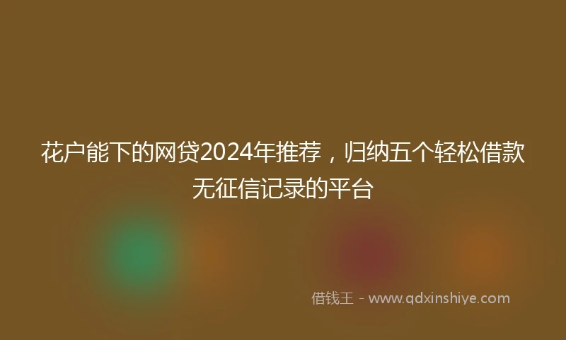 花户能下的网贷2024年推荐，归纳五个轻松借款无征信记录的平台