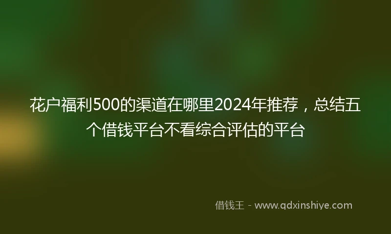 花户福利500的渠道在哪里2024年推荐，总结五个借钱平台不看综合评估的平台