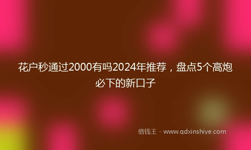 花户秒通过2000有吗2024年推荐，盘点5个高炮必下的新口子