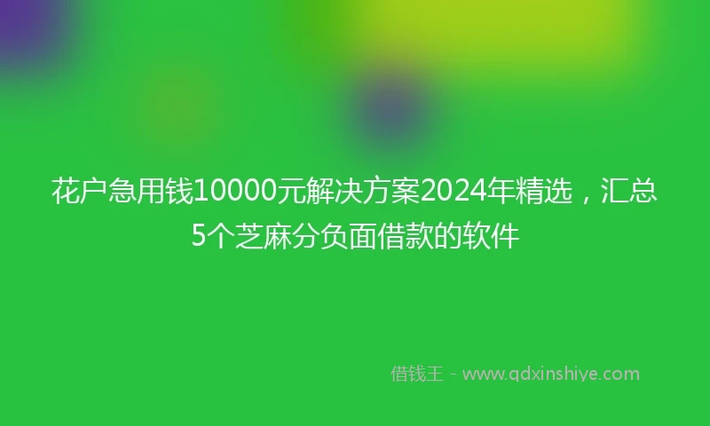 花户急用钱10000元解决方案2024年精选,汇总5个芝麻分负面借款的软件