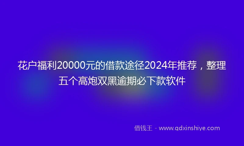 花户福利20000元的借款途径2024年推荐，整理五个高炮双黑逾期必下款软件