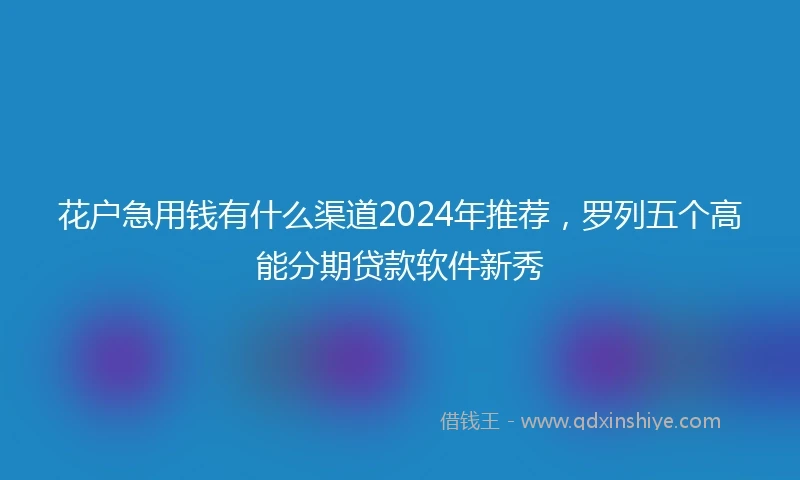 花户急用钱有什么渠道2024年推荐，罗列五个高能分期贷款软件新秀