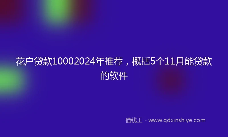 花户贷款10002024年推荐，概括5个11月能贷款的软件