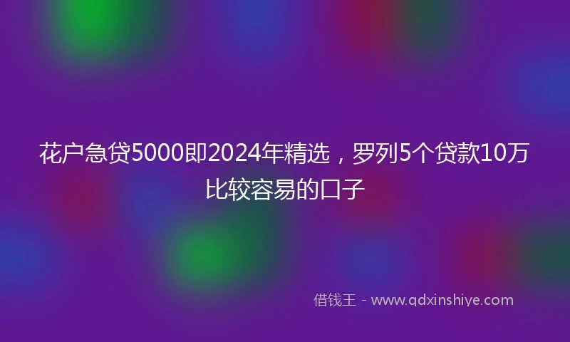 花户急贷5000即2024年精选，罗列5个贷款10万比较容易的口子