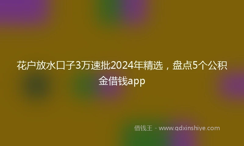 花户放水口子3万速批2024年精选，盘点5个公积金借钱app