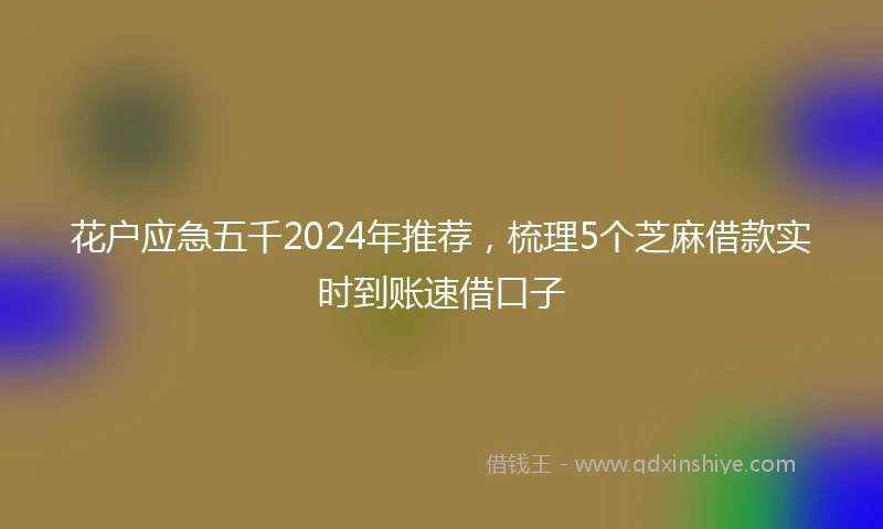 花户应急五千2024年推荐，梳理5个芝麻借款实时到账速借口子