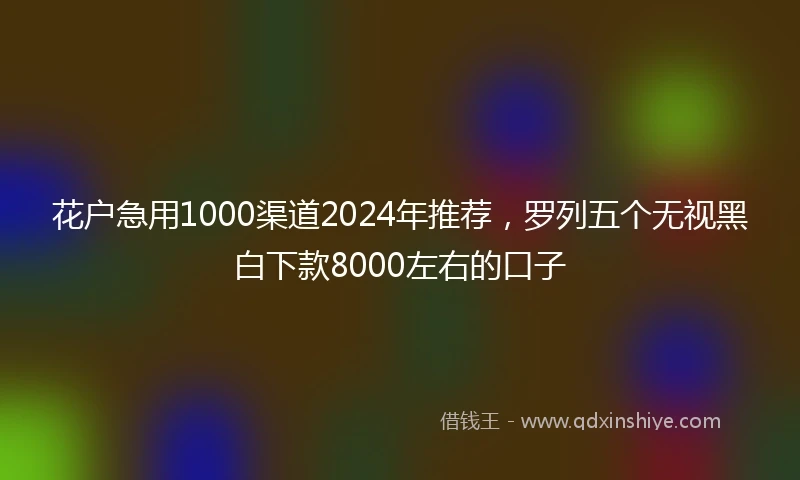 花户急用1000渠道2024年推荐，罗列五个无视黑白下款8000左右的口子