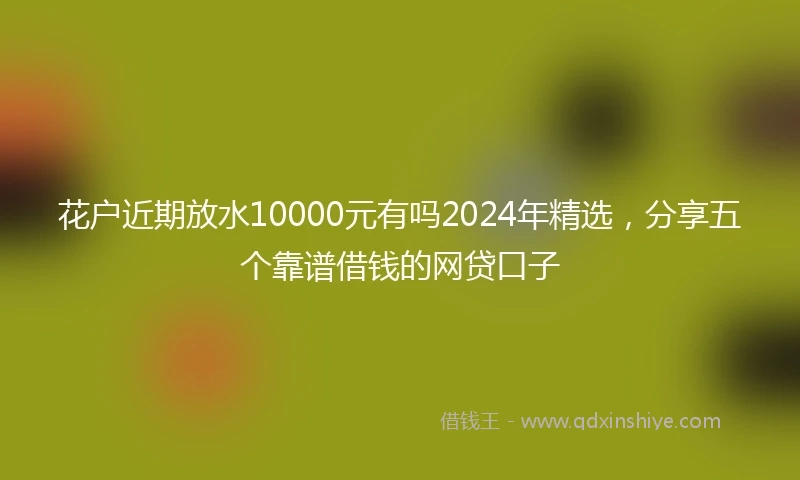 花户近期放水10000元有吗2024年精选，分享五个靠谱借钱的网贷口子
