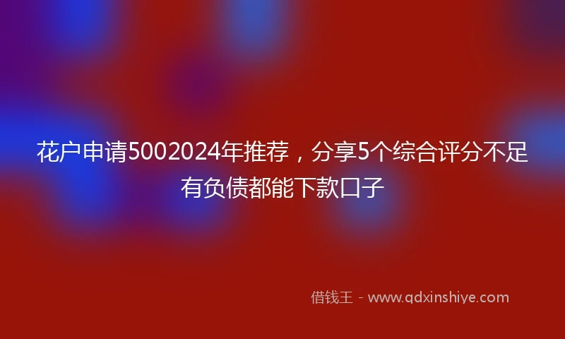 花户申请5002024年推荐，分享5个综合评分不足有负债都能下款口子