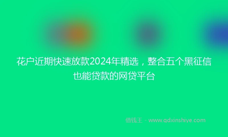 花户近期快速放款2024年精选，整合五个黑征信也能贷款的网贷平台