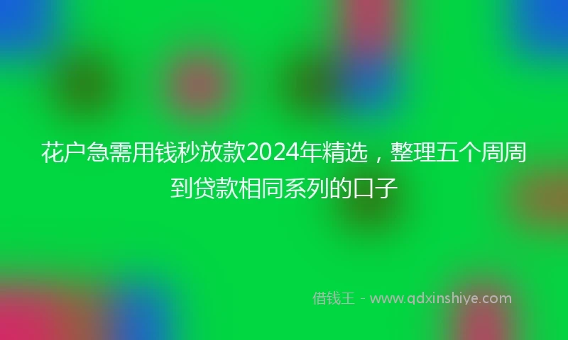 花户急需用钱秒放款2024年精选，整理五个周周到贷款相同系列的口子