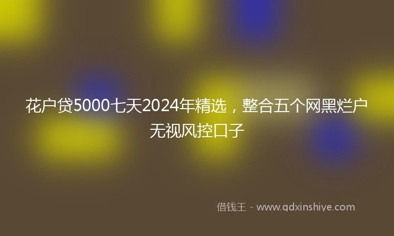 花户贷5000七天2024年精选，整合五个网黑烂户无视风控口子