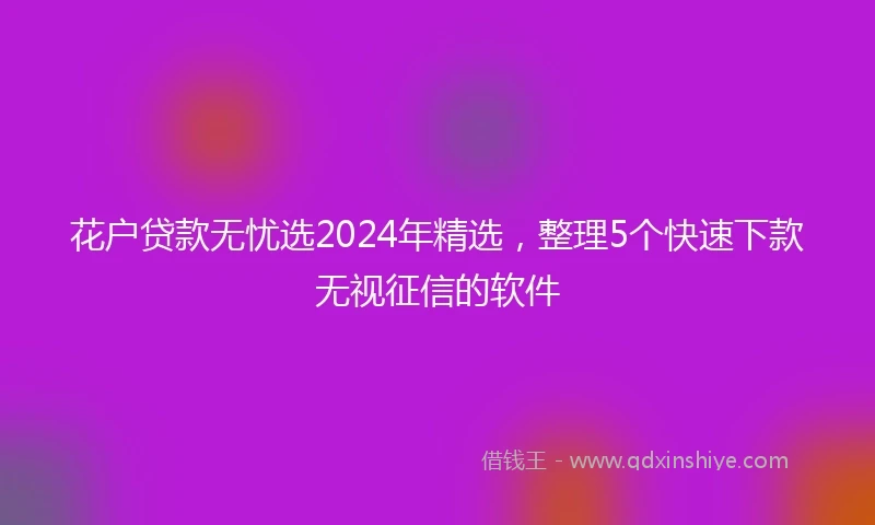 花户贷款无忧选2024年精选，整理5个快速下款无视征信的软件