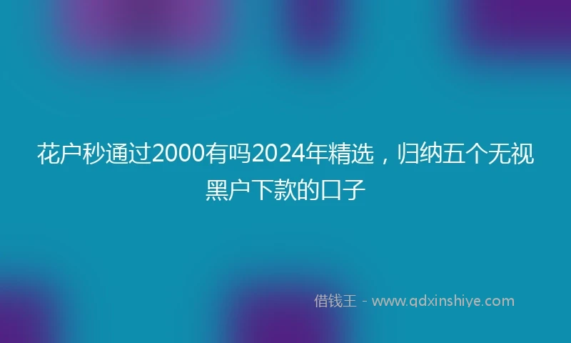 花户秒通过2000有吗2024年精选，归纳五个无视黑户下款的口子