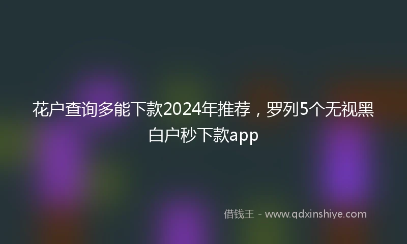 花户查询多能下款2024年推荐，罗列5个无视黑白户秒下款app