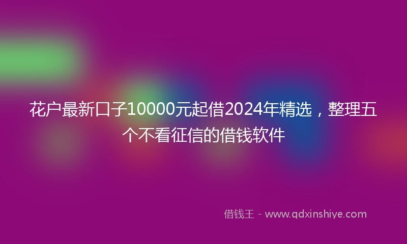 花户最新口子10000元起借2024年精选，整理五个不看征信的借钱软件
