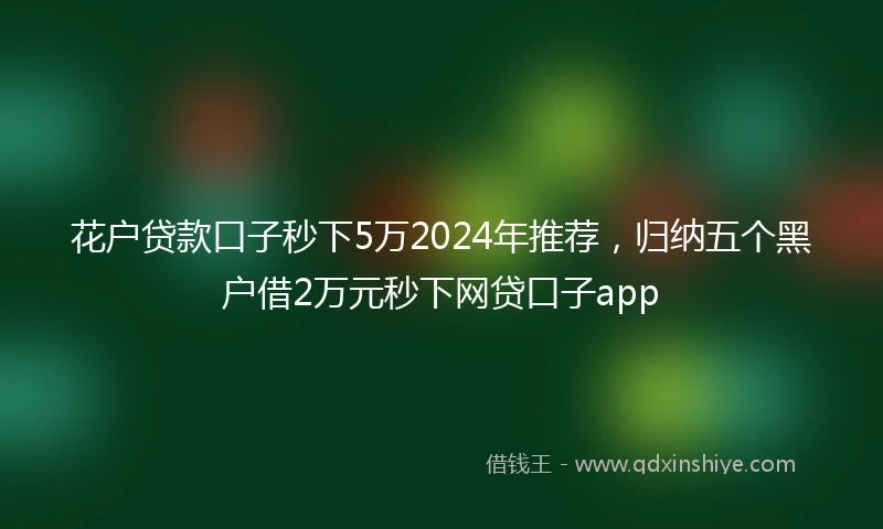 花户贷款口子秒下5万2024年推荐，归纳五个黑户借2万元秒下网贷口子app