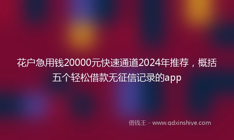 花户急用钱20000元快速通道2024年推荐,概括五个轻松借款无征信记录的app