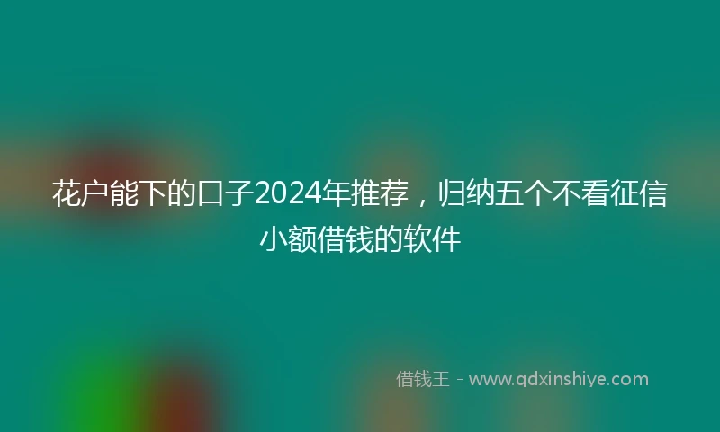 花户能下的口子2024年推荐，归纳五个不看征信小额借钱的软件