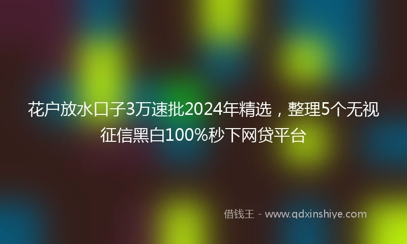 花户放水口子3万速批2024年精选，整理5个无视征信黑白100%秒下网贷平台