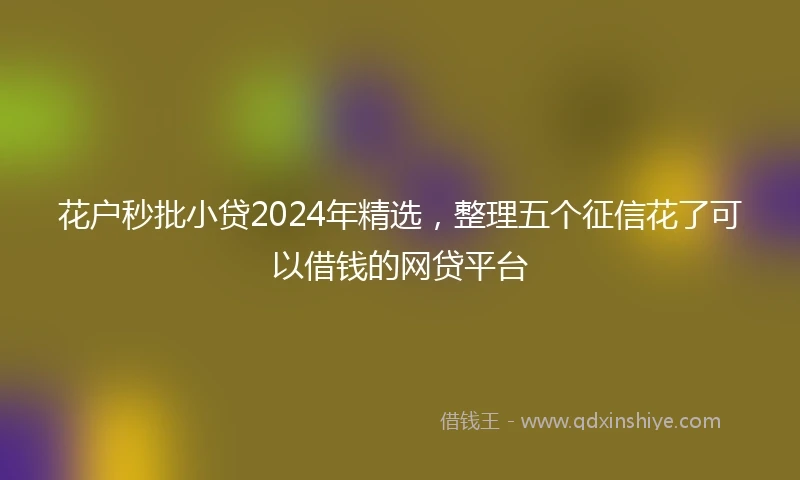 花户秒批小贷2024年精选，整理五个征信花了可以借钱的网贷平台