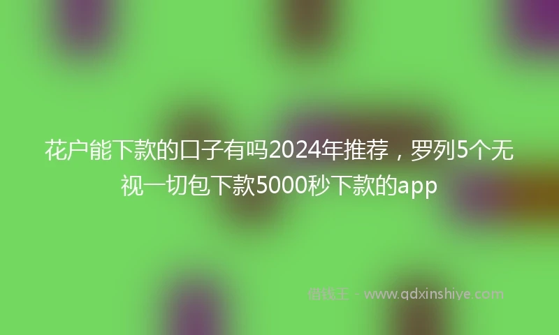 花户能下款的口子有吗2024年推荐，罗列5个无视一切包下款5000秒下款的app