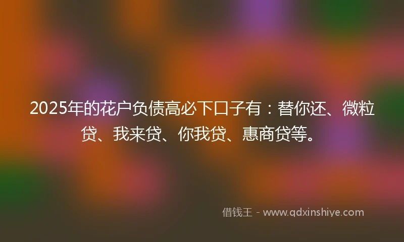 2025年的花户负债高必下口子有：替你还、微粒贷、我来贷、你我贷、惠商贷等。