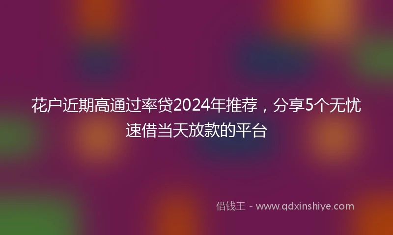 花户近期高通过率贷2024年推荐，分享5个无忧速借当天放款的平台