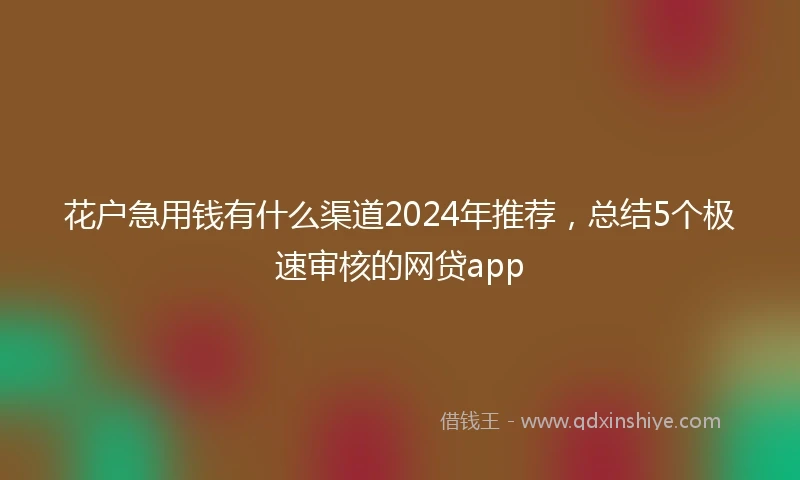 花户急用钱有什么渠道2024年推荐，总结5个极速审核的网贷app