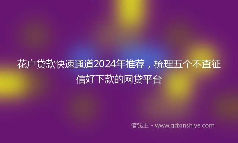 花户贷款快速通道2024年推荐，梳理五个不查征信好下款的网贷平台