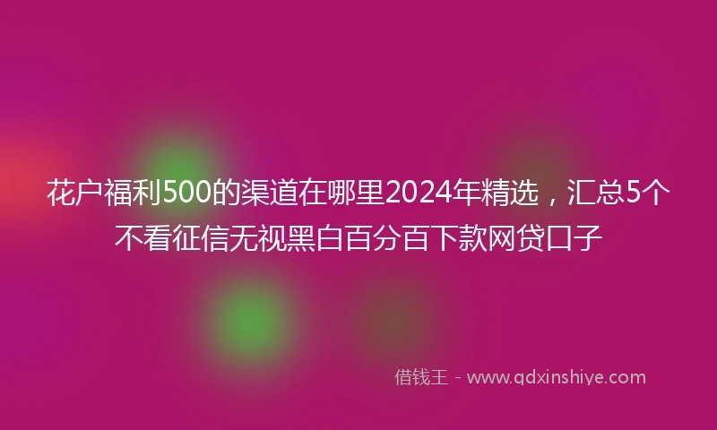 花户福利500的渠道在哪里2024年精选，汇总5个不看征信无视黑白百分百下款网贷口子