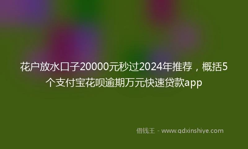 花户放水口子20000元秒过2024年推荐，概括5个支付宝花呗逾期万元快速贷款app