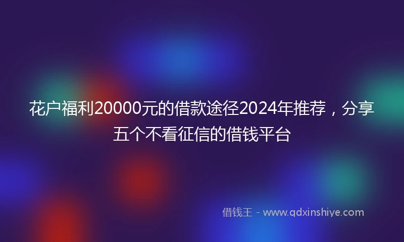 花户福利20000元的借款途径2024年推荐，分享五个不看征信的借钱平台