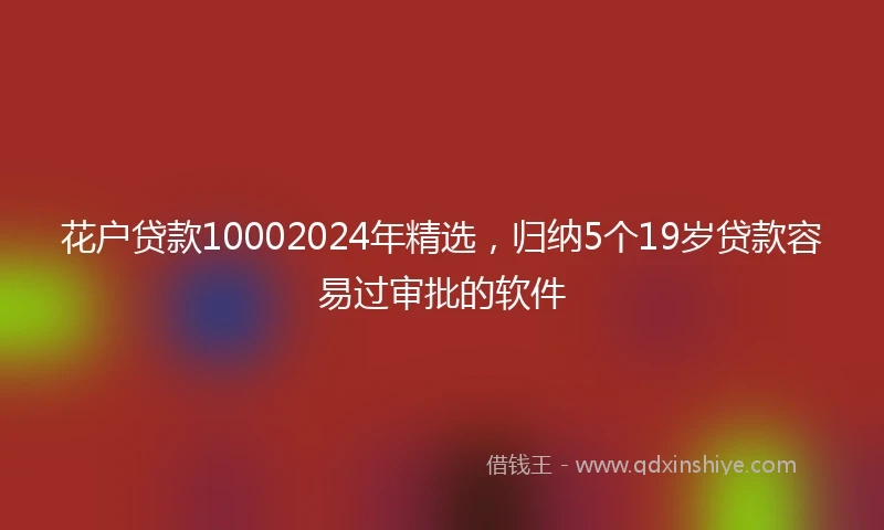 花户贷款10002024年精选，归纳5个19岁贷款容易过审批的软件
