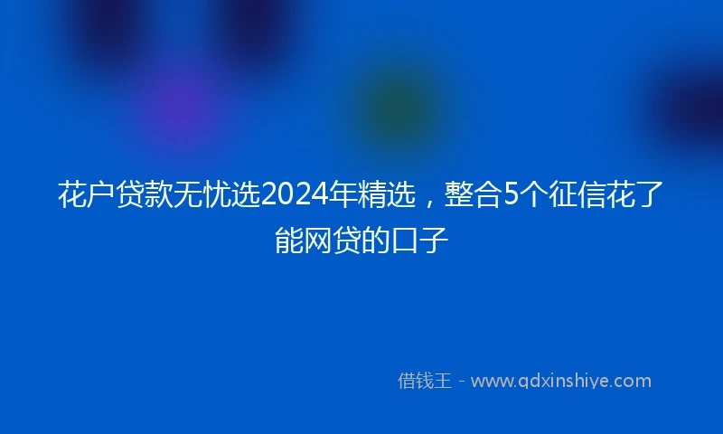 花户贷款无忧选2024年精选，整合5个征信花了能网贷的口子