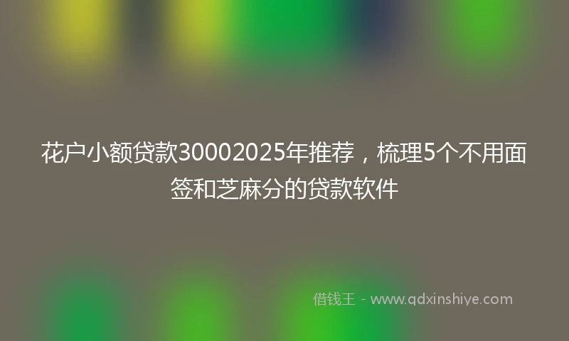 花户小额贷款30002025年推荐，梳理5个不用面签和芝麻分的贷款软件