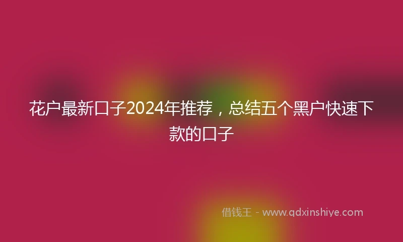 花户最新口子2024年推荐，总结五个黑户快速下款的口子