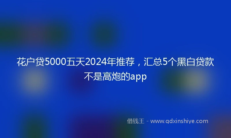 花户贷5000五天2024年推荐，汇总5个黑白贷款不是高炮的app