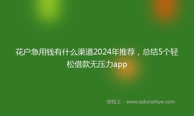 花户急用钱有什么渠道2024年推荐，总结5个轻松借款无压力app
